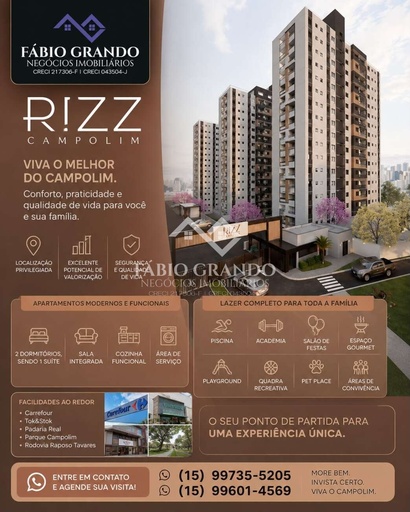 Apartamento de 2 quartos, 57m² no bairro Parque Campolim, em Sorocaba | Eu Corretor