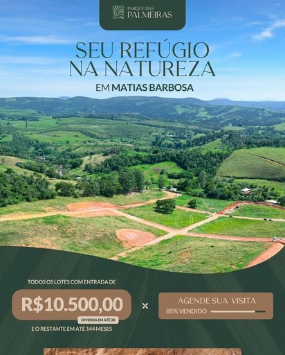 Lote/Terreno de 500m² no bairro Parque das Palmeiras , em Matias Barbosa | Eu Corretor